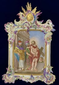 19TH C. CAPODEMONTE STYLE MEISSEN PORCELAIN PLAQUE