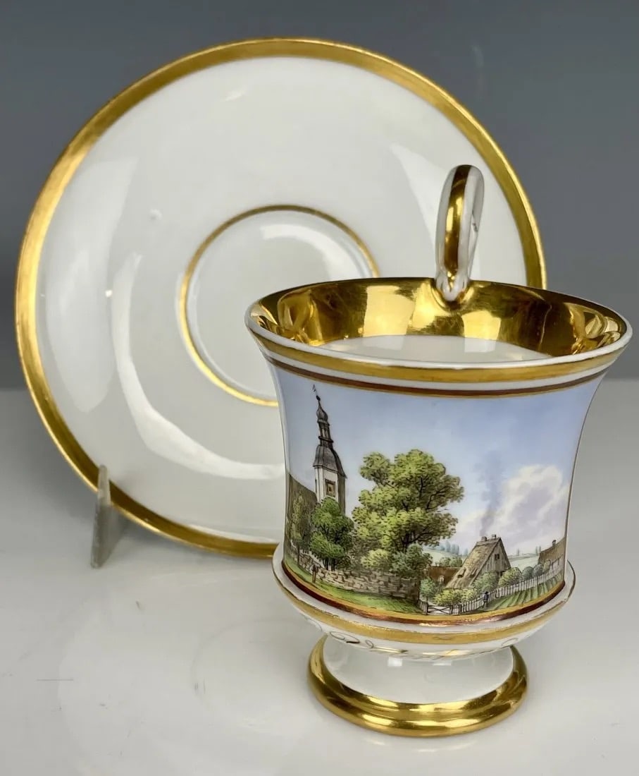 TOPOGRAPHICAL MEISSEN CUP AND SAUCER CIRCA 1810 (1 of 4)