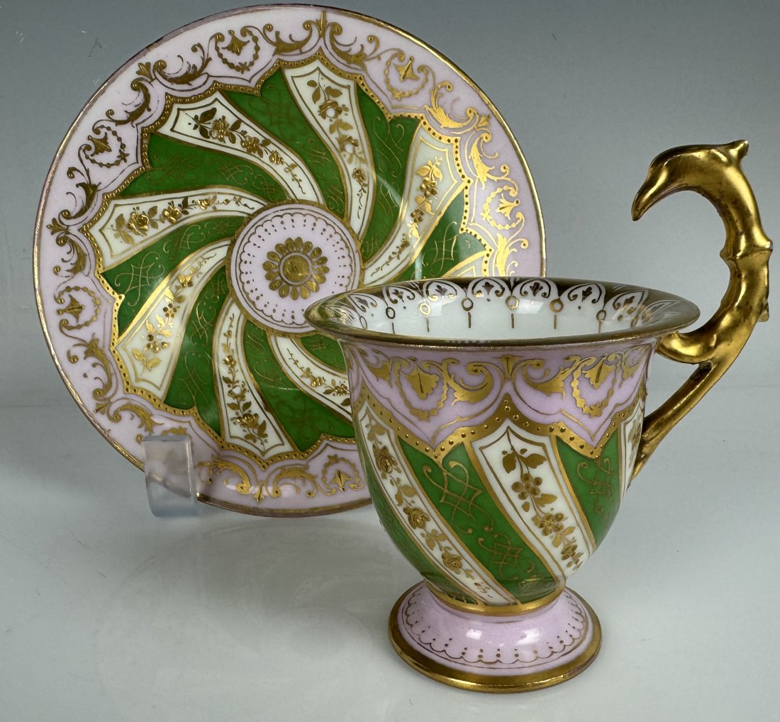 DRESDEN PORCELAIN CUP AND SAUCER: Circa 1900. Saucer 5” d. In good antique condition. Estimate $300-400