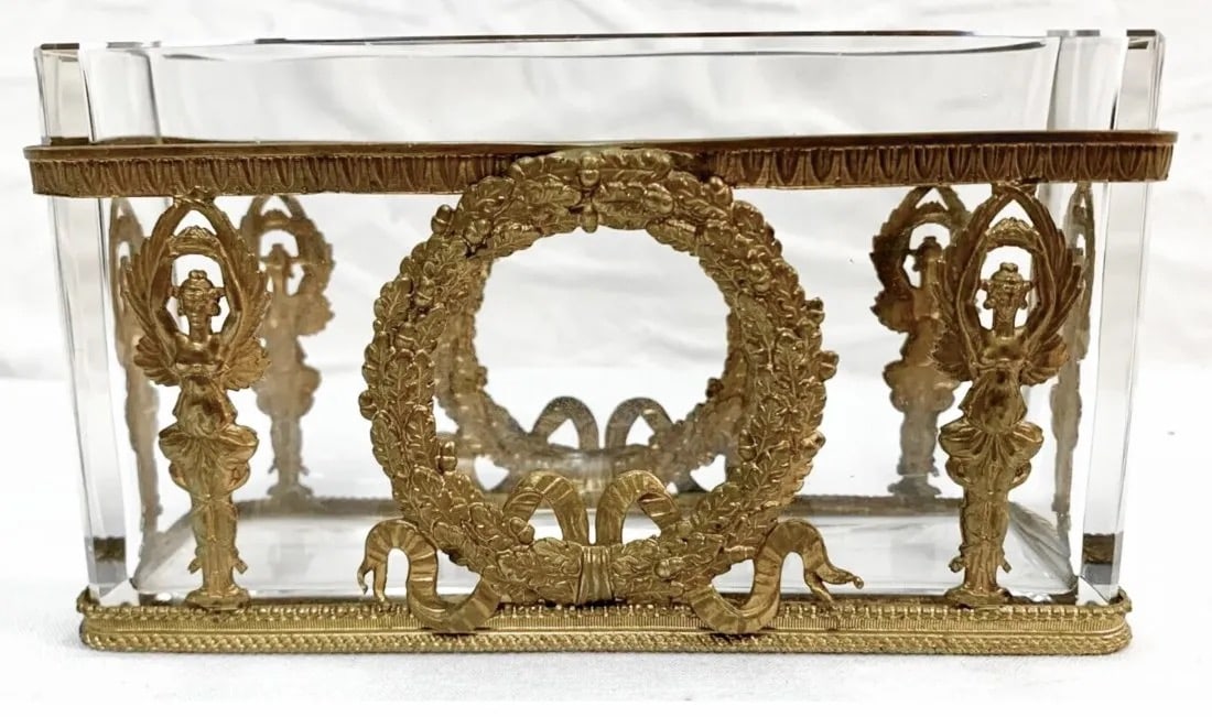 EMPIRE STYLE ORMOLU MOUNTED BACCARAT GLASS VIDE POCHE (1 of 3)