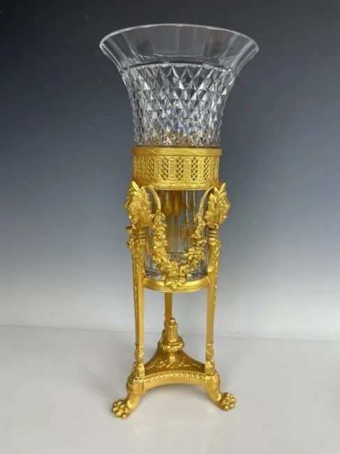 LARGE ORMOLU MOUNTED CUT CRYSTAL VASE 16?? HIGH (1 of 4)