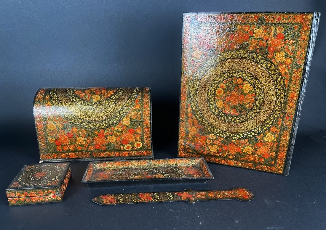 19TH C. INDIAN PAPER MACHE WRITING SET (1 of 4)