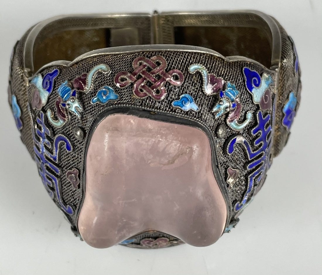 CHINESE PARCEL GILT SILVER &ENAMEL BRACELET (1 of 4)