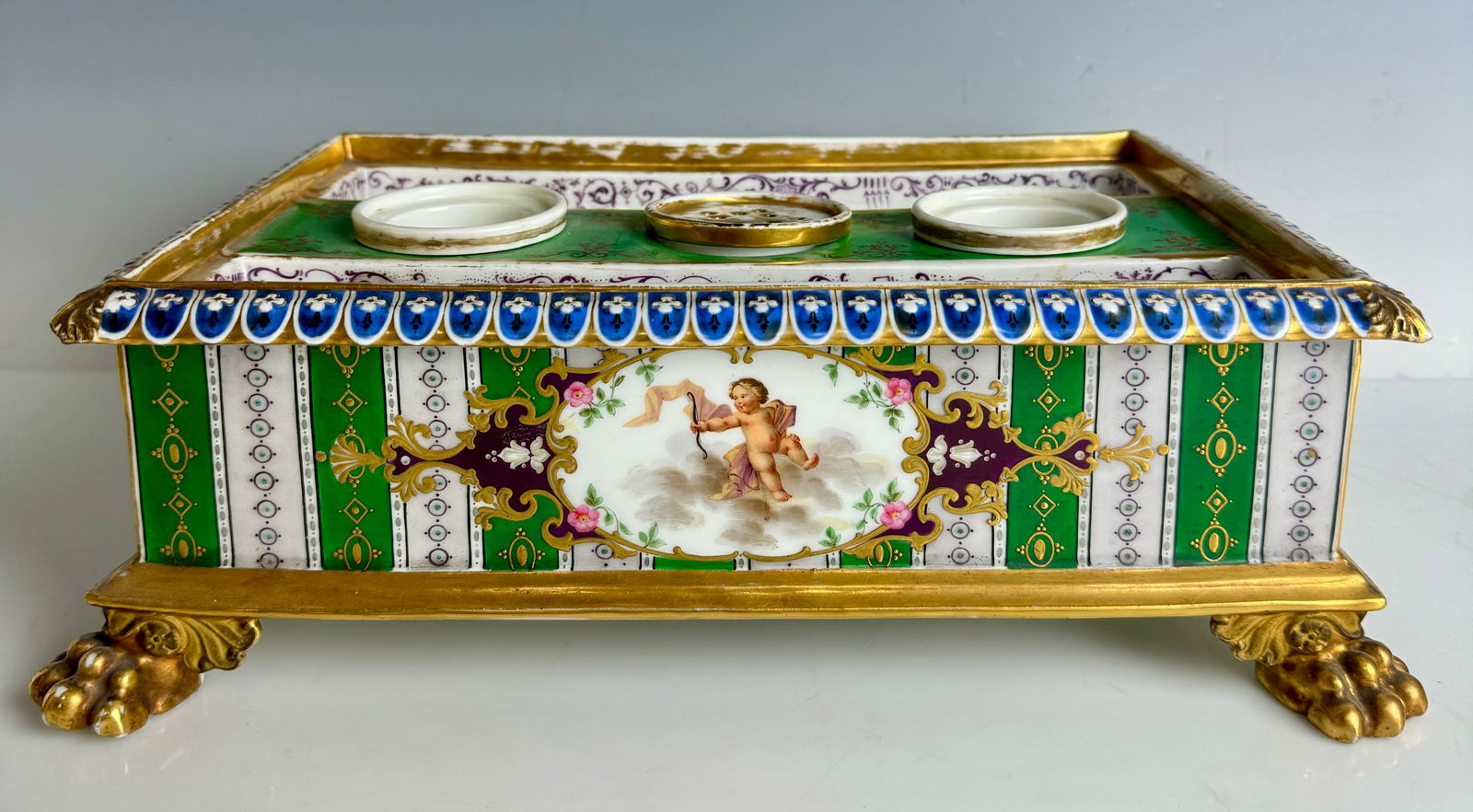 19TH C. FRENCH JACOB PETITE PORCELAIN INKWELL (1 of 6)