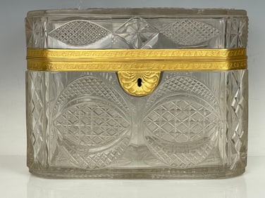 A LARGE ORMOLU MOUNTED BACCARAT CRYSTAL BOX