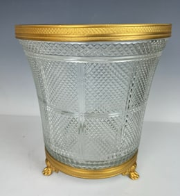 EMPIRE STYLE ORMOLU MOUNTED BACCARAT CRYSTAL ICE BUCKET