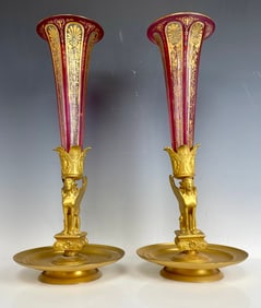 19TH C. ORMOLU AND BACCARAT CRYSTAL VASES