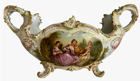 A LARGE BERLIN KPM WEICHMALEREI CENTREPIECE