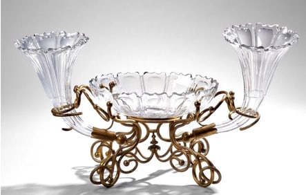 DORE BRONZE AND BACCARAT CRYSTAL CENTERPIECE