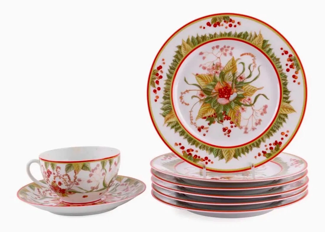 8PCS HERMES 'LE JARDIN DE PYTHAGORE' PORCELAIN (1 of 6)