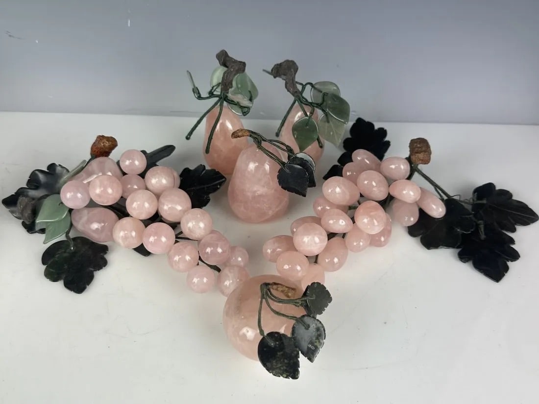 SET OF CHINESE CARVED STONE FRUITS: Consist of grapes , peaches, apples. Estimate $500-600