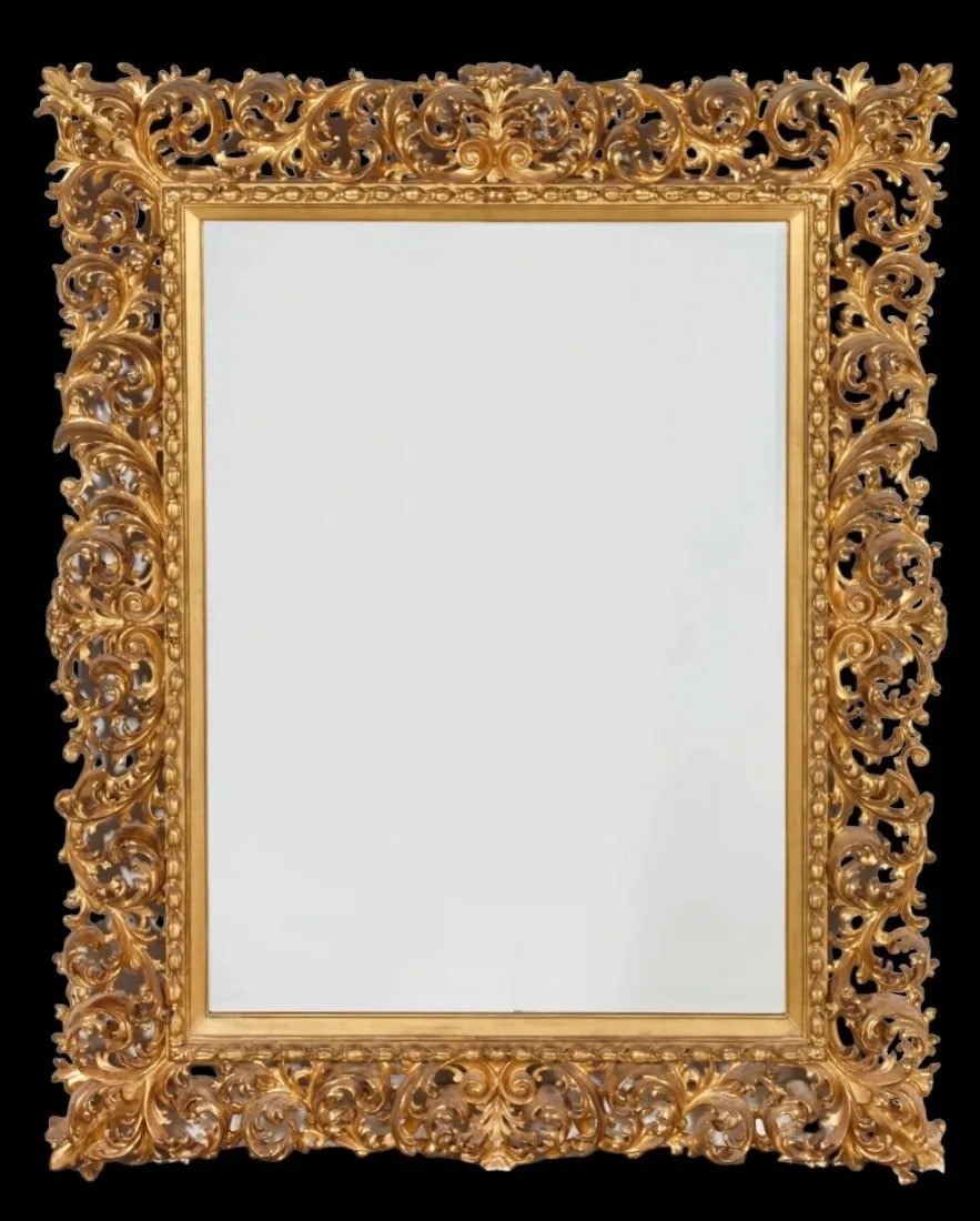 A MAGNIFICENT LARGE ITALIAN GILT MIRROR CIRCA 1900 (1 of 2)