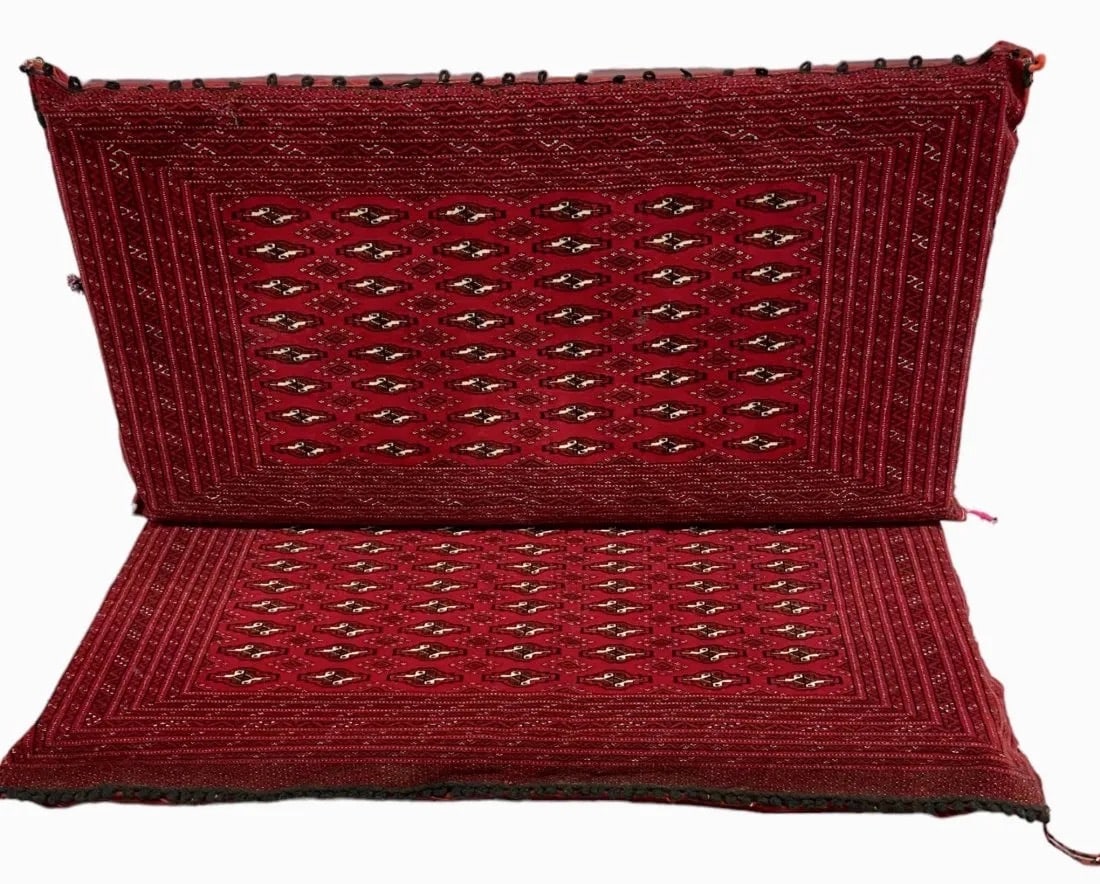 LARGE PAIR OF HAND MADE PERSIAN CARPET CUSHIONS (1 of 2)