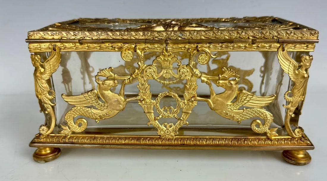 EMPIRE STYLE ORMOLU MOUNTED BACCARAT CRYSTAL BOX (1 of 4)