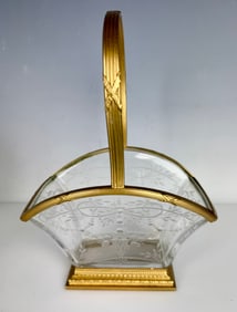 ETCHED BACCARAT CRYSTAL AND ORMOLU BASKET