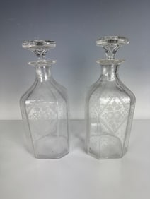 PAIR OF ETCHED BACCARAT CRYSTAL LIQUOR BOTTLES