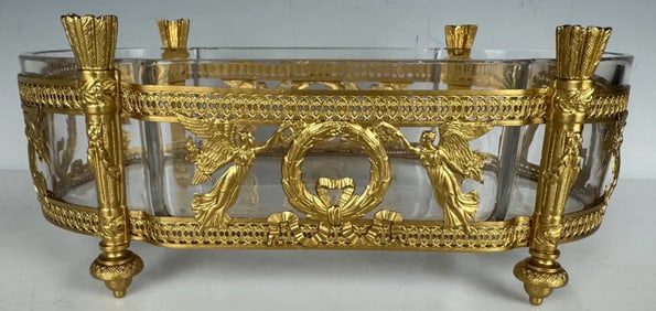 EMPIRE STYLE ORMOLU MOUNTED BACCARAT GLASS CENTREPIECE