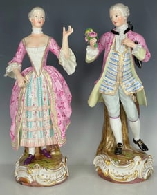A LARGE PAIR OF MEISSEN NOBLEWOMAN AND MAN