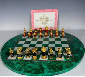 IMPERIAL FABERGE STERLING AND PRECIOUS STONES CHESS SET