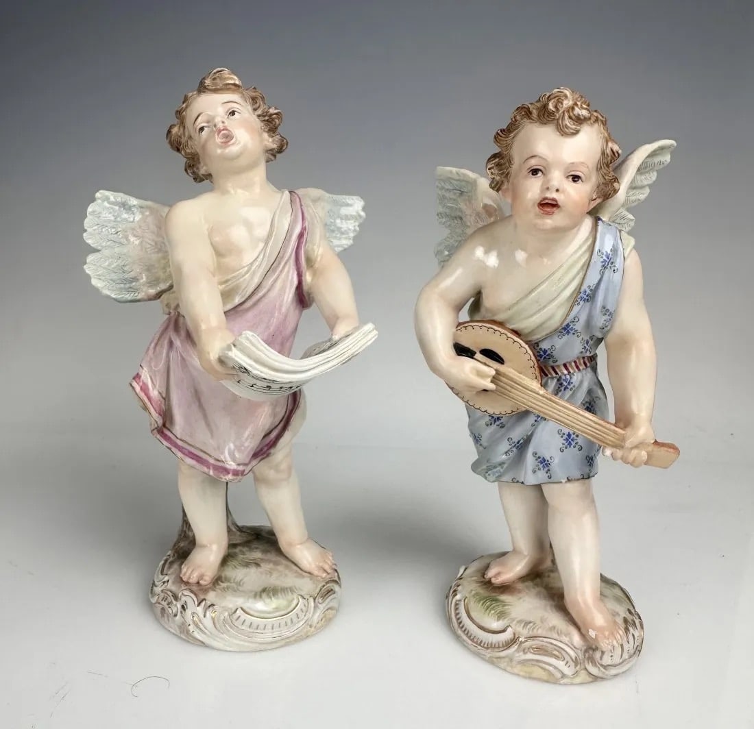 A PAIR OF MEISSEN CHERUB MUSICIANS (1 of 4)