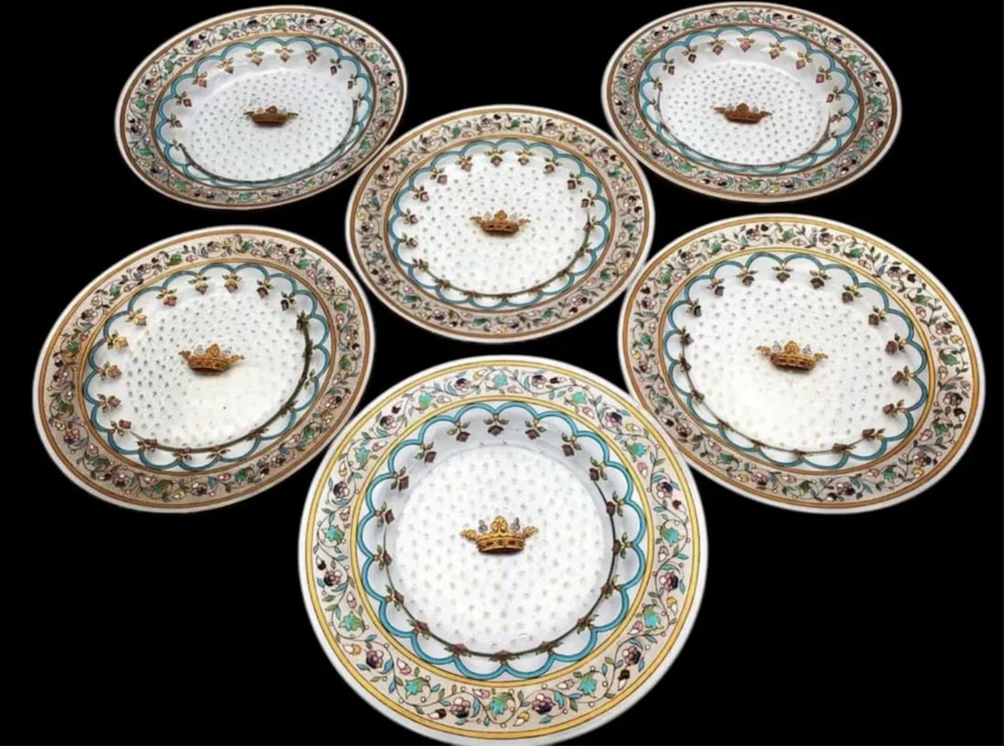 6 FRENCH ENAMELED GLASS PLATES BY IMBERTON (1 of 3)