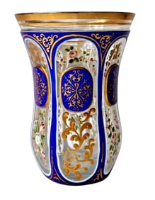 A FINE ENAMELED AND GILT MOSER BEAKER