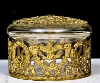 EMPIRE STYLE ORMOLU MOUNTED BACCARAT GLASS BOX