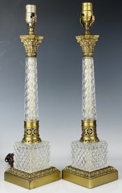 A PAIR OF ORMOLU & CRYSTAL LAMPS