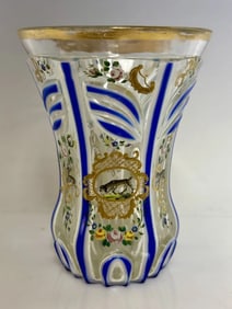 19TH C. ENAMELLED AND GILT MOSER GOBLET