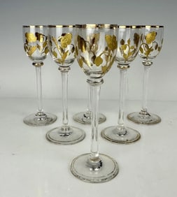 SET OF 6 GILT MOSER SHERRY GLASSES