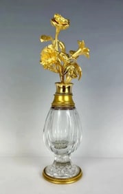 SIGNED ORMOLU MOUNTED BACCARAT CRYSTAL PERFUME BOTTLE