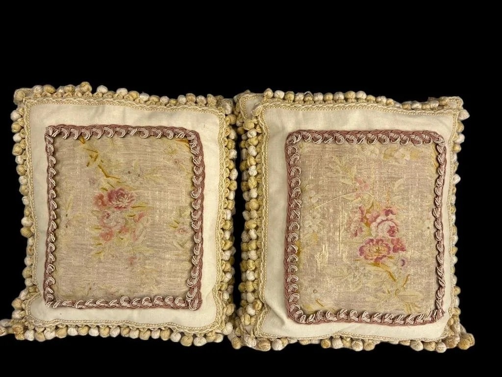 A PAIR OF TAPESTRY TOP PILLOWS (1 of 4)