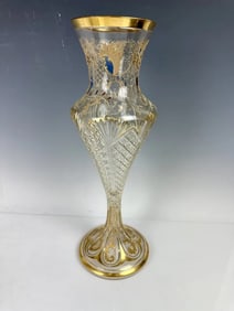 A LARGE 19TH C. GILT AND ENAMELLED MOSER VASE