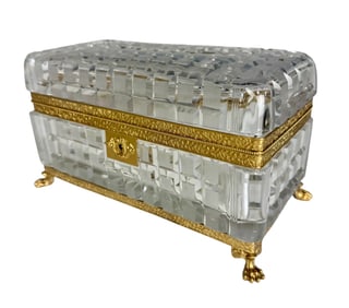 A LARGE ORMOLU MOUNTED BACCARAT CRYSTAL BOX