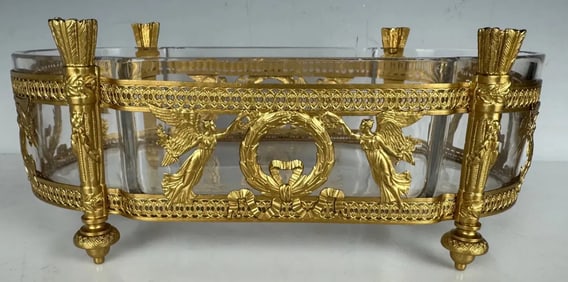 EMPIRE STYLE ORMOLU MOUNTED BACCARAT GLASS CENTREPIECE