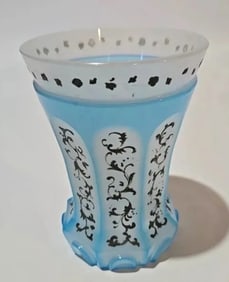 19TH C. ENAMELLED MOSER BEAKER