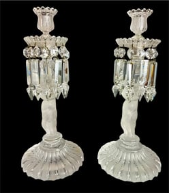 A PAIR OF SIGNED BACCARAT ENFANT CANDEL HOLDERS