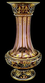 A FINE ENAMELLED SIGNED LOBMEYR VASE