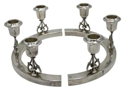 PAIR OF STERLING SILVER TRIPLE CANDELABRA