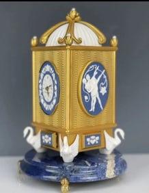 IMPERIAL FABERGE 24KT GOLD OVER STERLING SILVER CLOCK