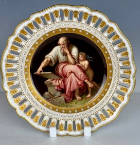 A MAGNIFICENT MASTER PAINTED RETICULATED MEISSEN PLATE
