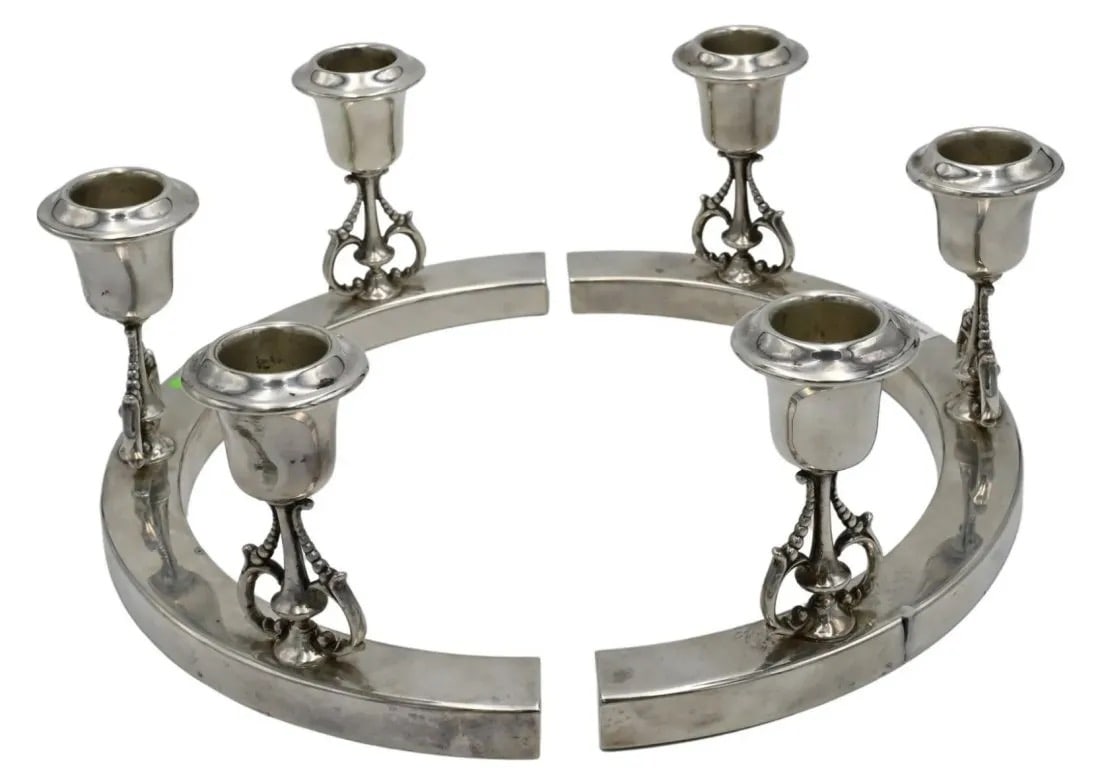 PAIR OF STERLING SILVER TRIPLE CANDELABRA (1 of 2)