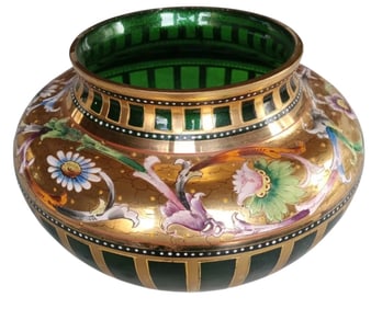 ENAMELED AND GILT MOSER BOWL