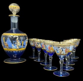 MURANO ENAMELED AND GILT LIQUOR SET