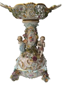 LARGE 19TH C. MEISSEN CENTERPIECE AND STAND
