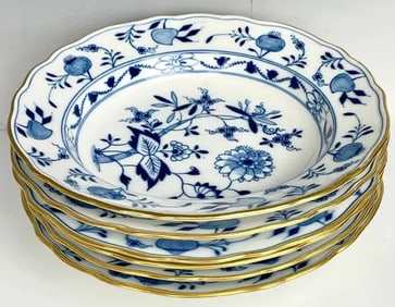 SET OF 6 MEISSEN BLUE ONNION SOUP PLATES
