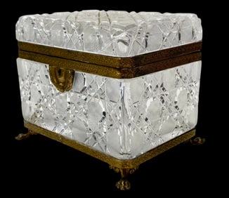 A LARGE ORMOLU MOUNTED BACCARAT CRYSTAL BOX