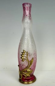 ORMOLU MOUNTED ETCHED BACCARAT GLASS VASE