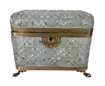 A FINE ORMOLU MOUNTED BACCARAT CRYSTAL BOX