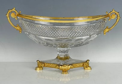 A LARGE ORMOLU MOUNTED CRYSTAL CENTREPIECE